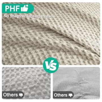 PHF Ultra Soft Waffle Weave Comforter Set King Size, 3 Pieces Lightweight Breathable Comfy Bedding Set for All Season, Comfy Textured 1 Comforter with 2 Pillow Shams, Linen