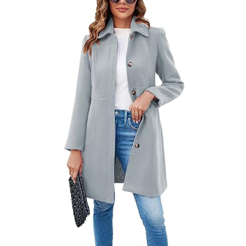 Fisoew Women's Elegant Pea Coat: Stylish Winter Overcoat for Work and Casual Wear