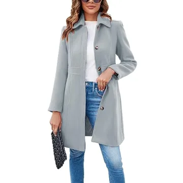Fisoew Women's Elegant Pea Coat: Stylish Winter Overcoat for Work and Casual Wear