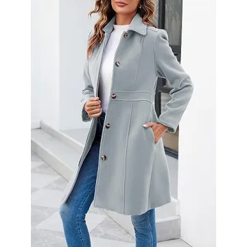 Fisoew Women's Elegant Pea Coat for Winter & Office Wear