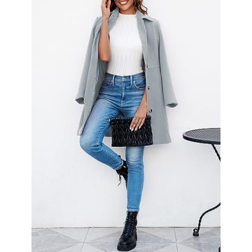 Fisoew Women's Elegant Pea Coat for Winter & Office Wear