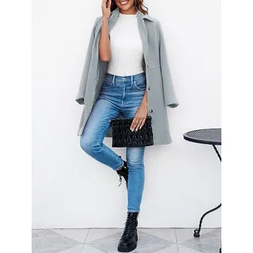 Fisoew Women's Elegant Pea Coat for Winter & Office Wear