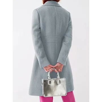 Fisoew Women's Elegant Pea Coat for Winter & Office Wear