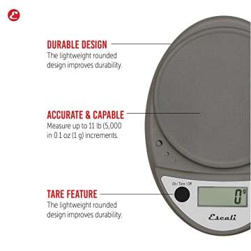 Escali Primo Digital Food Scale Multi-Functional Kitchen Scale and Baking Scale for Precise Weight M...