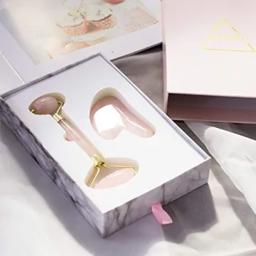 Rose Quartz Face Roller & Gua Sha Set by DiviniTi