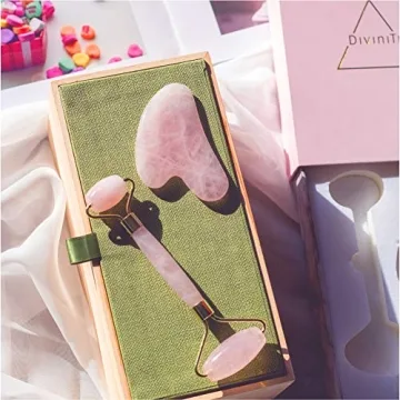 Rose Quartz Face Roller & Gua Sha Set by DiviniTi