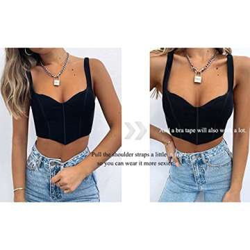 Women Y2k Corset Brami Crop Top Sexy V Neck Plunging Tight Plain Cropped Tank Tops Rave Euphoria Outfit Trendy Going Out Tops Casual Summer Pink XL
