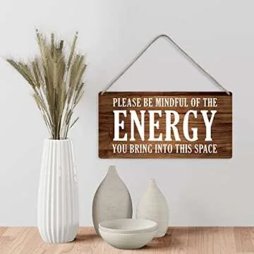 Country Style Wall Decor Be Mindful Quote Wooden Signs Rustic Hanging Wall Plaque Positive Energy Sign Home Decor Present