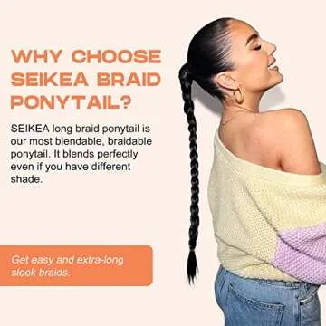 SEIKEA Upgraded Long Braid Ponytail Extension with Elastic Tie Straight Sleek Wrap Around Braid Hair Extensions Ponytail Dark Chocolate Brown 34 Inch (After Braided 30 Inch)