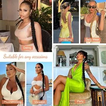 SEIKEA Upgraded Long Braid Ponytail Extension with Elastic Tie Straight Sleek Wrap Around Braid Hair Extensions Ponytail Dark Chocolate Brown 34 Inch (After Braided 30 Inch)