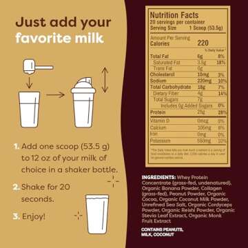 FlavCity Protein Powder Smoothie, Chocolate Peanut Butter - 100% Grass-Fed Whey Protein Smoothie with Collagen (25g of Protein) - Gluten Free & No Added Sugars (37.74 oz)