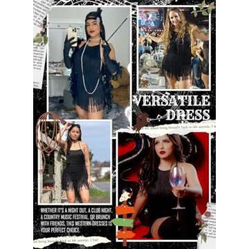 Ella Lust Sexy Backless Fringe Dress Jumpsuit - Western Country Concert Cowgirl Outfit for Women Nashville Tassel Romper(Black,M,1074a)