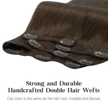HOTBANANA Human Hair Clip in Hair Extensions, Chocolate Brown 120g Clip in Hair Extensions Real Human Hair Straight Remy Hair Clip in Hair Extensions 20 Inch 7pcs