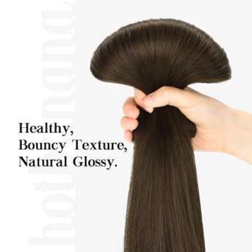 HOTBANANA Human Hair Clip in Hair Extensions, Chocolate Brown 120g Clip in Hair Extensions Real Human Hair Straight Remy Hair Clip in Hair Extensions 20 Inch 7pcs