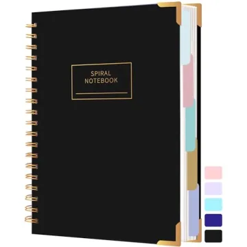 Hardcover Spiral Notebook with Tabs 8"x10" Large Spiral Lined Journals for Women with Dividers 240 P...