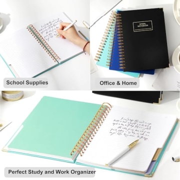 Stylish Hardcover Spiral Notebook with Colorful Dividers