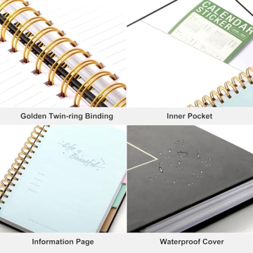 Stylish Hardcover Spiral Notebook with Colorful Dividers