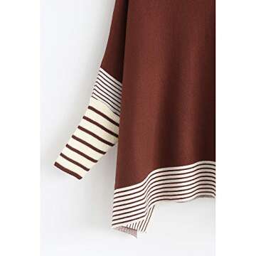 CHICWISH Women's Caramel Striped Oversize Soft Knit Cape Sweater Pullover, Size S-M