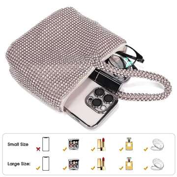 JIAN YA NA Fashion Women Rhinestone Trihedral Clutch Evening Bag Bling Zipper Wedding Purse