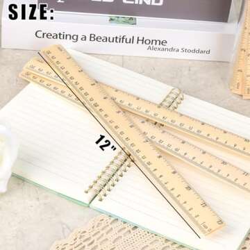 Koogel 3PCS Wooden Rulers Bulk, Wood Ruler 12inch/30cm Measuring Rulers 2 Scale for Kids Students Of...