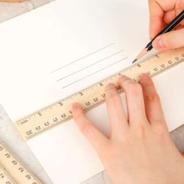 Koogel 3PCS Wooden Rulers Bulk, Wood Ruler 12inch/30cm Measuring Rulers 2 Scale for Kids Students Office School Supplies Classroom