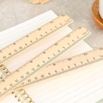 Koogel 3PCS Wooden Rulers Bulk, Wood Ruler 12inch/30cm Measuring Rulers 2 Scale for Kids Students Office School Supplies Classroom