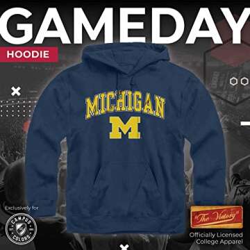 Campus Colors Officially Licensed Hooded Sweatshirt with Arch & Logo Design, Soft Style, Unisex Fit (Michigan Wolverines - Navy, X-Large)