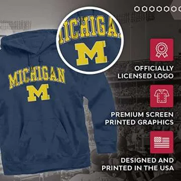 Campus Colors Officially Licensed Hooded Sweatshirt with Arch & Logo Design, Soft Style, Unisex Fit (Michigan Wolverines - Navy, X-Large)