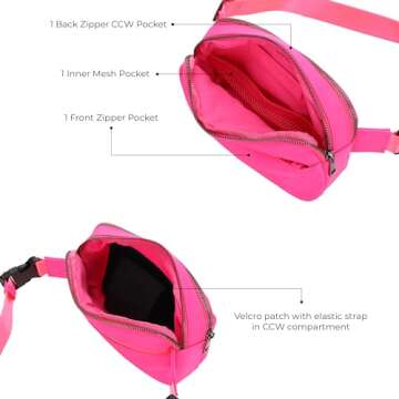 Jessie & James Crossbody Nylon Waist Pack with Adjustable Buckle Strap Fashion Multi Pocket Belt Bag...