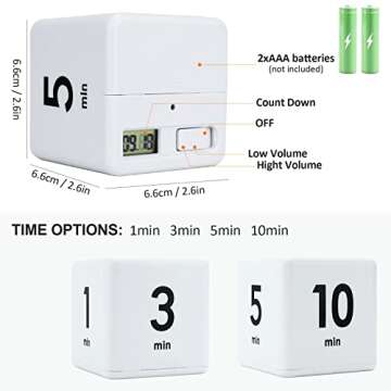 Feilifan Cube Timer, Kitchen Timer Kids Timer for ADHD Productivity Workout Flip Timer Classroom for...