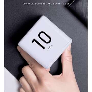 Feilifan Cube Timer, Kitchen Timer Kids Timer for ADHD Productivity Workout Flip Timer Classroom for StudyTime Countdown Management Settings 1 3 5 10 Minutes, White