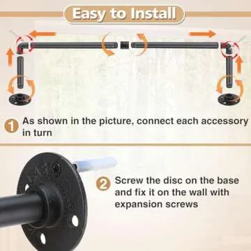 Plant Hanger Indoor, 34.2in Strong Load-Bearing Hanging Plant Holder, Window Plant Rod Black Metal Bar for Wall Ceiling Decor Shelves, 2 Pcs(Pot Chain & Plant Not Included)