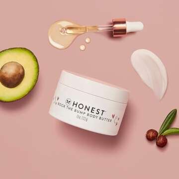 The Honest Company Honest Mama Rock The Bump Body Butter | Moisturizing Stretch Mark Cream | Shea Butter, Avocado Oil, Vitamin E | 4 oz