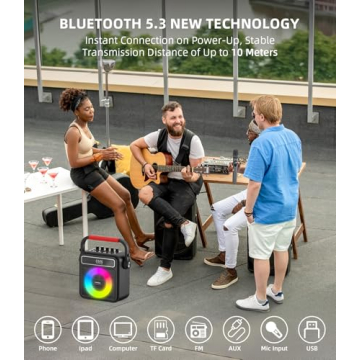 Karaoke Machine with Wireless Mics & Lights