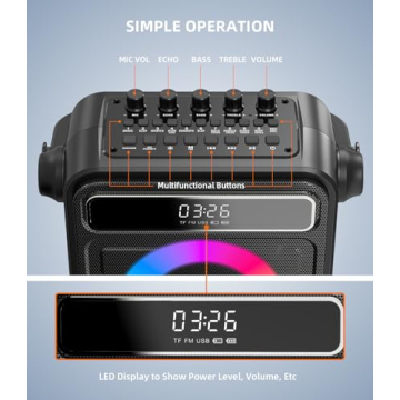 Karaoke Machine with Wireless Mics & Lights