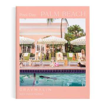Galison Gray Malin Palm Beach – 1000 Piece Book Box Puzzle with Glamorous Palm Beach Dogs Photogra...