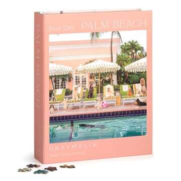 Galison Gray Malin Palm Beach – 1000 Piece Book Box Puzzle with Glamorous Palm Beach Dogs Photography Packaged in Magnetic Keepsake Book Sized Box