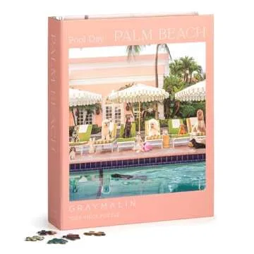 Galison Gray Malin Palm Beach – 1000 Piece Book Box Puzzle with Glamorous Palm Beach Dogs Photography Packaged in Magnetic Keepsake Book Sized Box