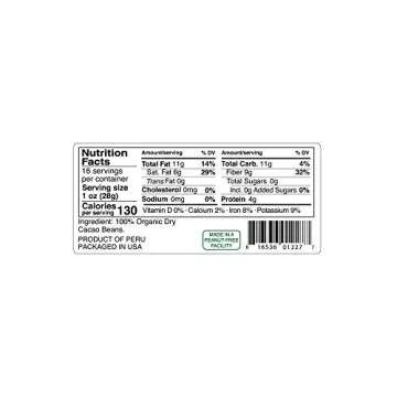 Kevala Organic Whole Cacao Beans – Non GMO, Raw, Vegan, Kosher Certified, Gluten Free Snacks, Chocolate Flavor, For Brewing, No Additives, 1 lb, 16 oz