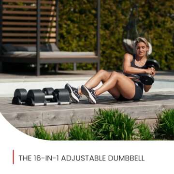 NÜOBELL Adjustable Dumbbell Pair 5-80 lbs: the Adjustable Dumbbells and Free Weights You've Always Wanted for Home Gym, Weight Benches and Dumbbell Exercise