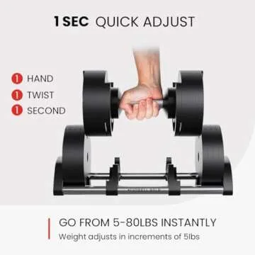 NÜOBELL Adjustable Dumbbell Pair 5-80 lbs: the Adjustable Dumbbells and Free Weights You've Always Wanted for Home Gym, Weight Benches and Dumbbell Exercise