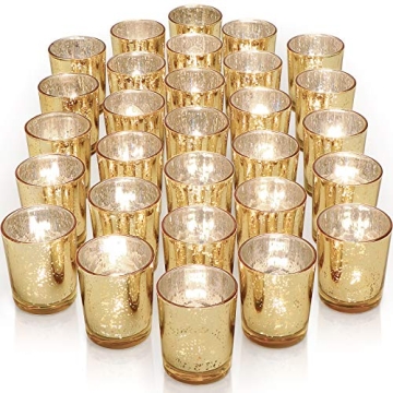LETINE Mercury Gold Votive Candle Holders for All Occasions