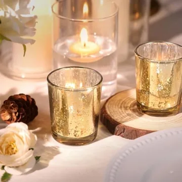 LETINE Mercury Gold Votive Candle Holders for All Occasions