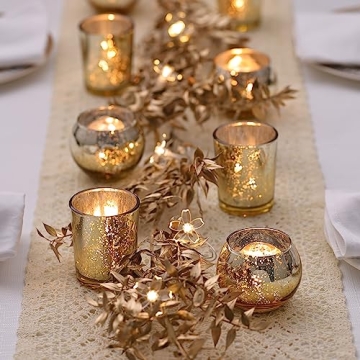 LETINE Mercury Gold Votive Candle Holders for All Occasions