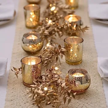 LETINE Mercury Gold Votive Candle Holders for All Occasions