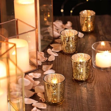 LETINE Mercury Gold Votive Candle Holders for All Occasions