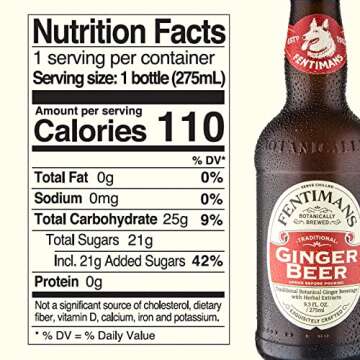 Fentimans Sparkling Ginger Beer - Ginger Ale, Ginger Beer Non Alcoholic, Craft Soda with Herbal Extr...