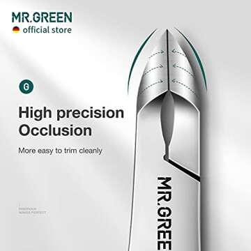 MR.GREEN Cuticle Nippers Nail Manicure Scissors Cuticle Clippers Trimmer Dead Skin Remover Stainless Steel Cutters Beauty Tool With Pusher (Mr-1028+Pusher)