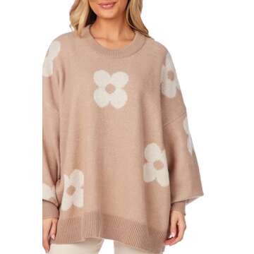 Mud Pie Women Jadie Floral Sweater Brown