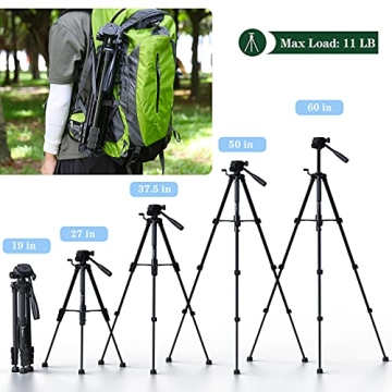 Kingjue 60" Tripod for DSLR Cameras and Phones with Remote